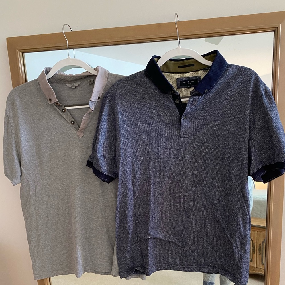 Two Ted Baker Polos Navy & Grey Size 6 large EUC